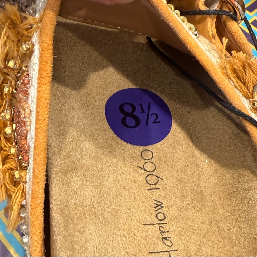 House of Harlow Slides 1960 Beaded Leaf Leather Buckle Sandals Size 8.5 NWT‎ - Picture 5 of 15